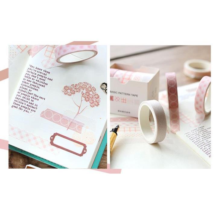 Set 5 Cuộn Băng Dính Washi Dùng Trang Trí E82
