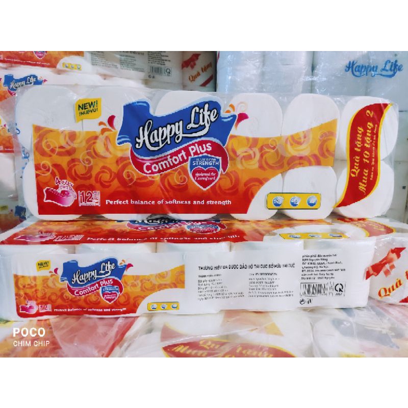 Giấy vệ sinh Happy Life 12 cuộn 4 lớp 1.7kg siêu dai