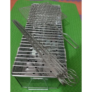 Combo 1 bộ bếp nướng than hoa inox + 01 vỉ nướng + 10 xiên nướng