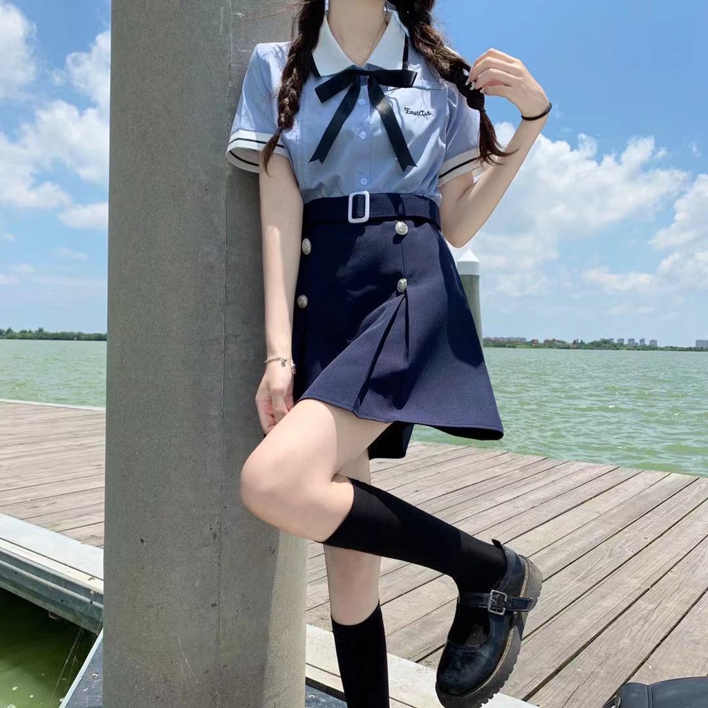 Bộ Đồng Phục Học Sinh Nữ Sinh Thái Lan Tay Ngắn Phong Cách Nghệ Thuật Hàn Quốc