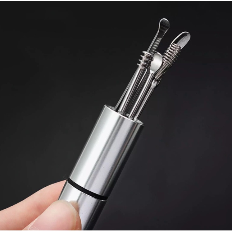 Bộ dụng cụ vệ sinh tai ngoáy tai đồ lấy ráy tai Cao Cấp 6 món bằng thép không gỉ cho gia đình.móc khoá