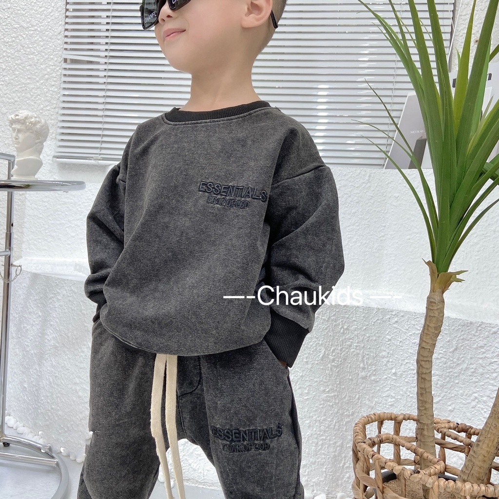 Bộ Thu Đông Cho Bé Trai  Loang Màu Đen Vân Đá Phong Cách Hàn Quốc, Set Quần Áo Tay Dài Cho Bé Chất Da Cá Mịn-CKTD27