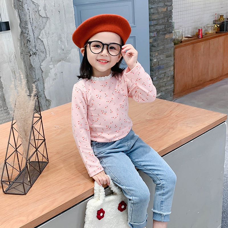 Áo Cổ Bèo In Hoa Hàn Quốc Cho Bé Gái