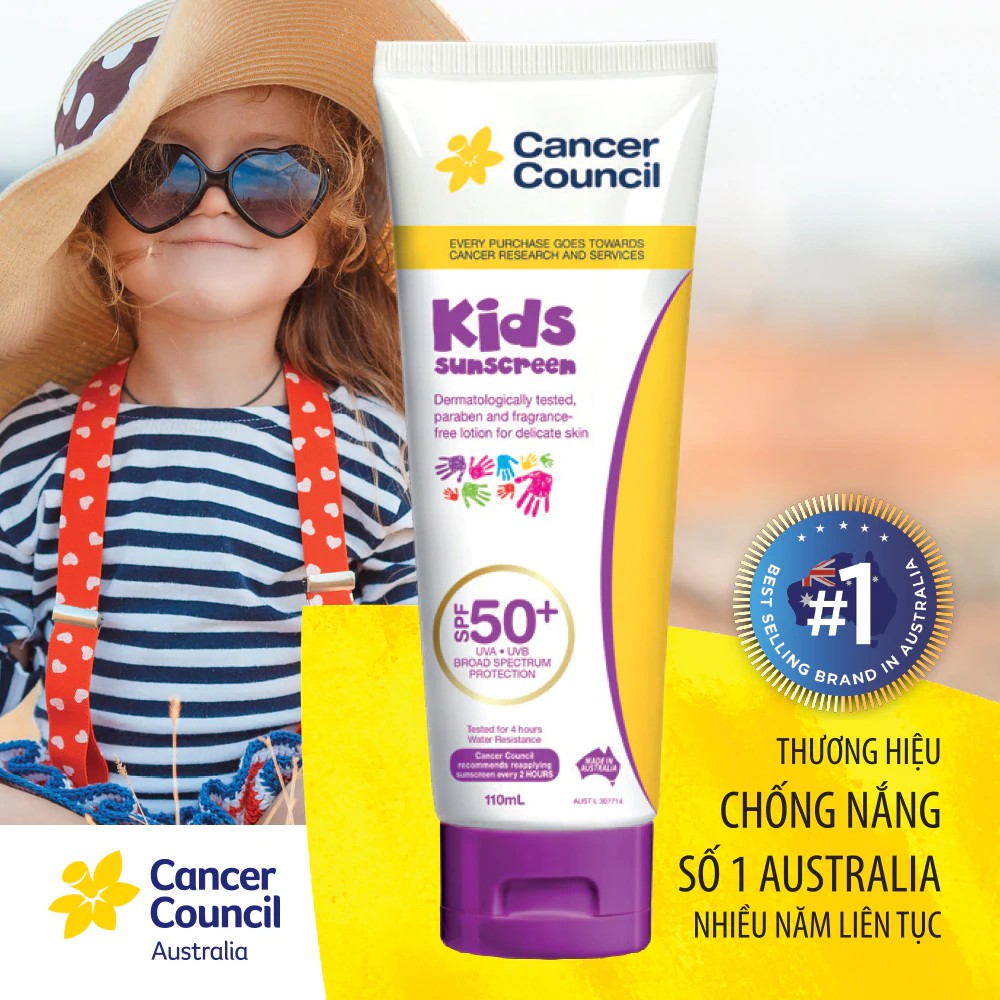 Kem Chống Nắng Dưỡng Da Cancer Council Dành Cho Trẻ Em SPF 50+ 110ml