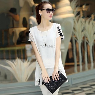 Topmall HÀNG CÓ SẴN ! áo chiffon nữ tay ngắn vạt đắp chéo áo rút áo tiểu thư áo bigsize sơmi nữ áo sơmi nữ áo lụa áo đùi