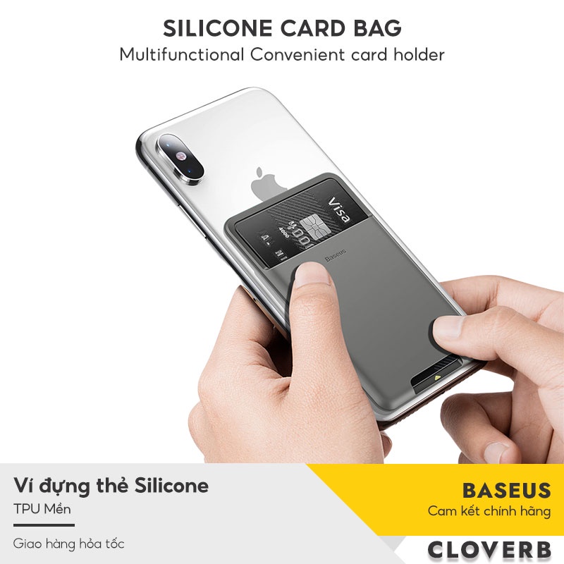 Ví Đựng Thẻ Siêu Mỏng Nhẹ BASEUS Back Stick Vật Liệu Silica Mềm Dẻo Keo 3M Chắc Chắn Dành Cho iPhone Samsung Xiaomi Oppo