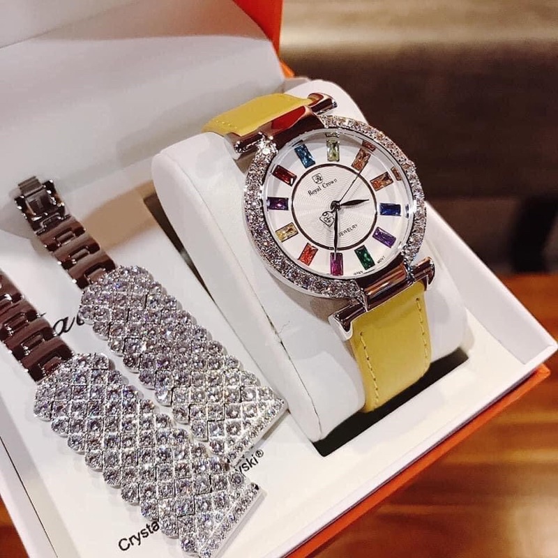 Set đồng hồ nữ Roya đá Swarovski