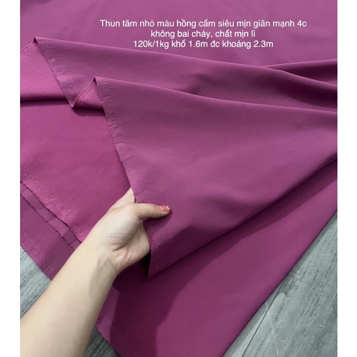 Vải thun tăm - gân tăm nhỏ 4 màu co giãn mạnh 4c, đanh mềm mịn siêu đẹp khổ 1.6m