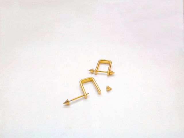 Bông tai inox kiểu chữ U cá tính mạ vàng