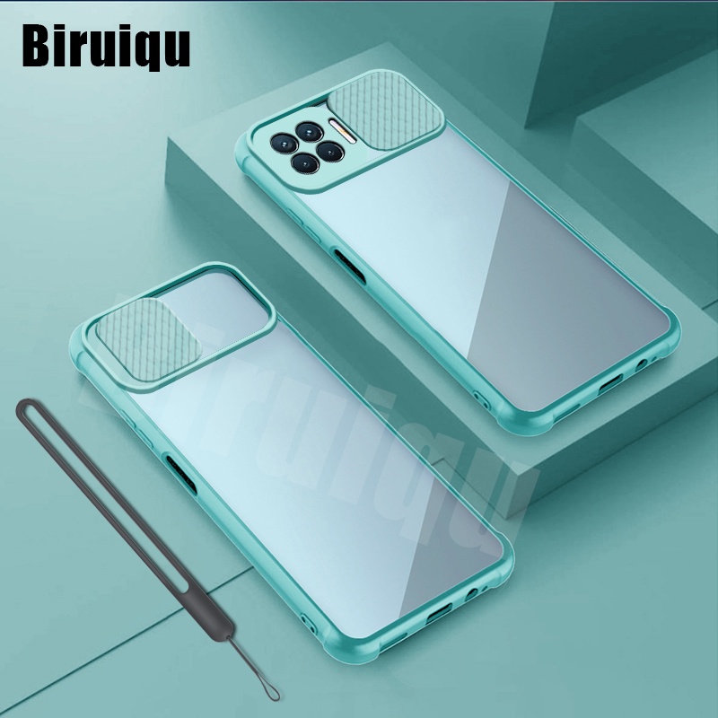 Ốp điện thoại PC cứng chống sốc có nắp trượt bảo vệ camera cho OPPO A93 RENO 4F