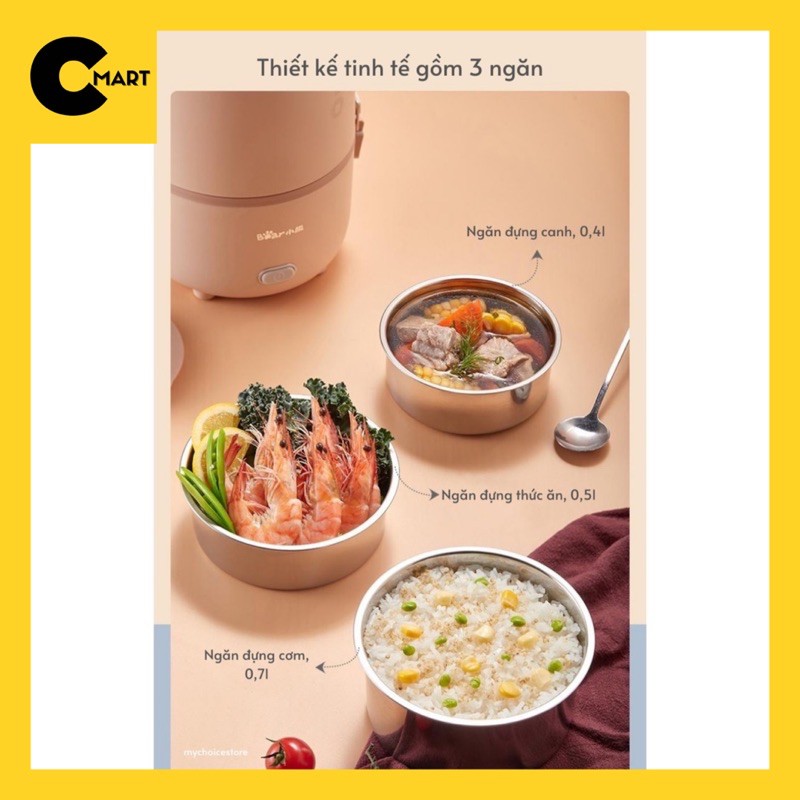 Hộp cơm cắm điện hâm nóng đa năng văn phòng Bear DFH-B15N1 ảnh thật [CMART.COM.VN] | BigBuy360 - bigbuy360.vn