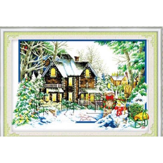 Tranh thêu chữ thập ngôi nhà mùa đông A553 (84x59cm)