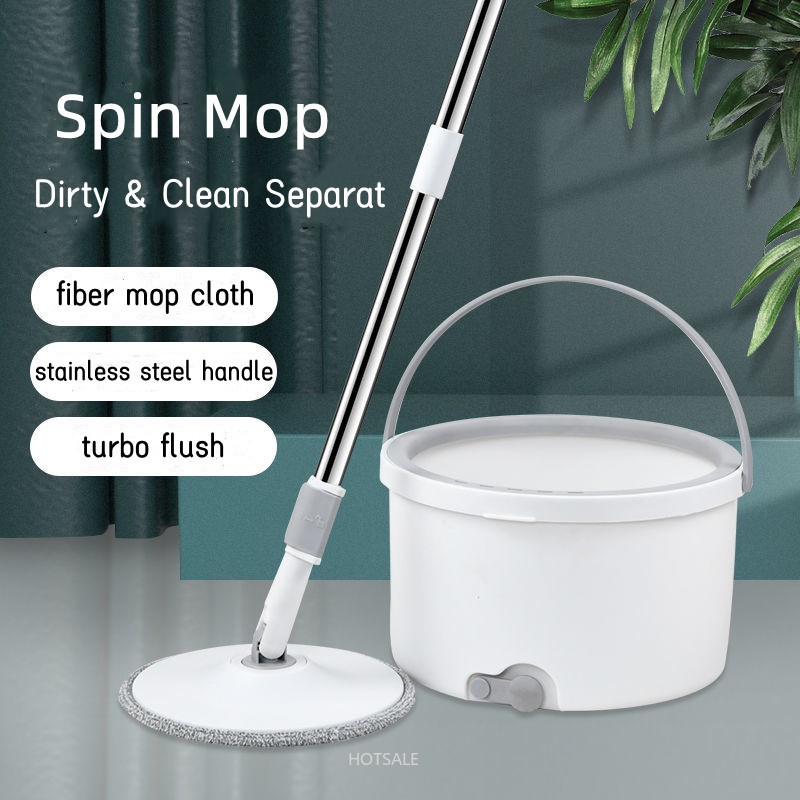 Bộ Cây Lau Nhà Đầu Tròn + Xô Bằng Sợi Nhỏ Khô Nhanh Tiện Dụng