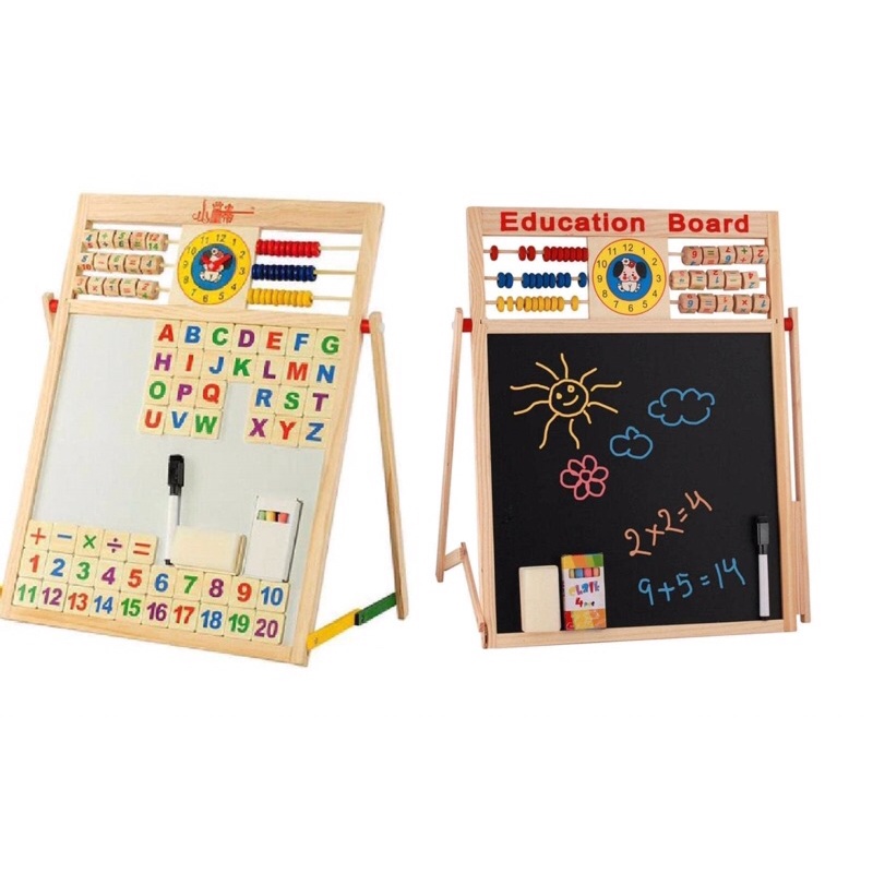 [Mai Anh store] Bảng nam châm - bảng tính 2 mặt bằng gỗ education giúp bé học chữ số và chữ cái