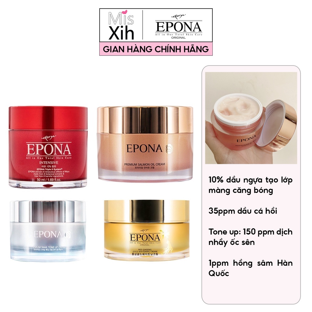 Kem Epona Hồng Sâm Dưỡng Trắng da, Giảm Thâm Nám Epona Red Ginseng Gold Whitening Cream 50ml