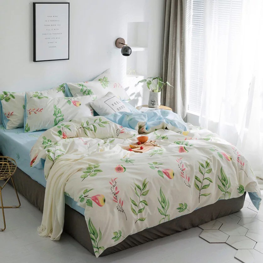 Bộ vỏ chăn ga gối cotton 100% (Quả Đu Đủ)