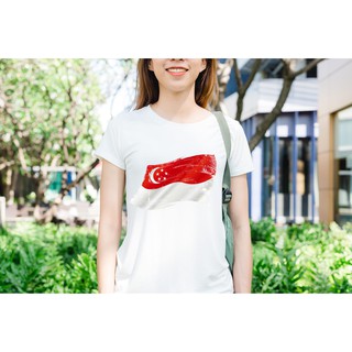 Áo thun in hình  lá cờ Singapo