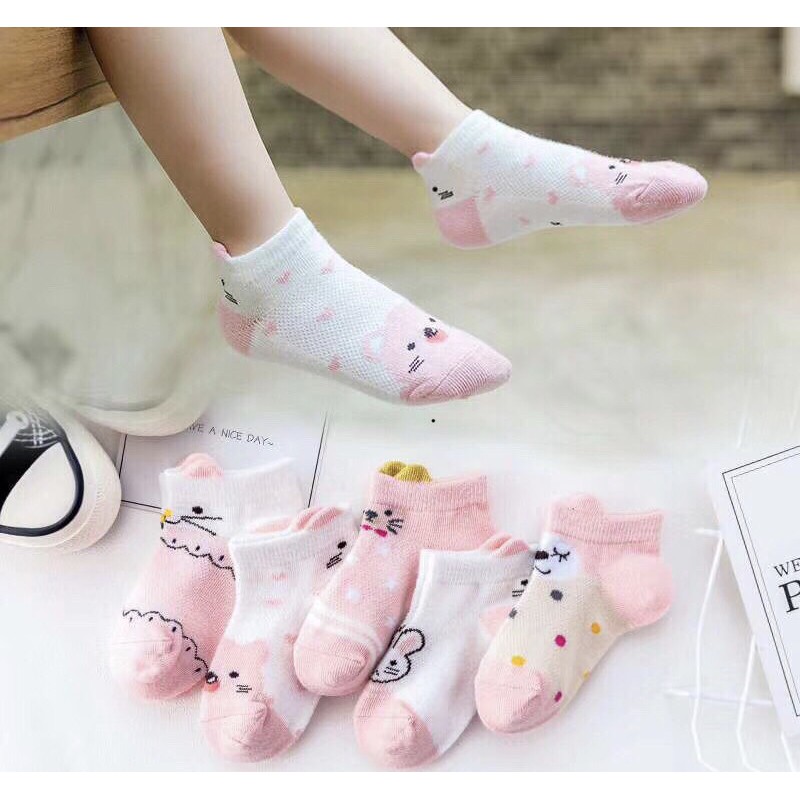 SET 5 ĐÔI VỚ BÉ GÁI CAYABE MÀU HỒNG DA (GIAO MẪU NGẪU NHIÊN THEO SIZE)