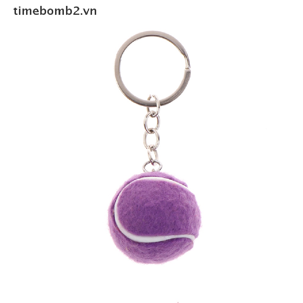 {Thời Trang Mới} Móc Chìa Khóa Thể Thao Bằng Kim Loại Hình Quả Bóng Tennis Màu Bạc