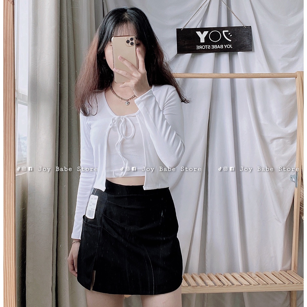 Áo khoác nhẹ croptop tay dài Joy Babe 🌺 thun gân xịn hack dáng co giãn 4 chiều, áo croptop kiểu nữ CROD CRON 42 SALE