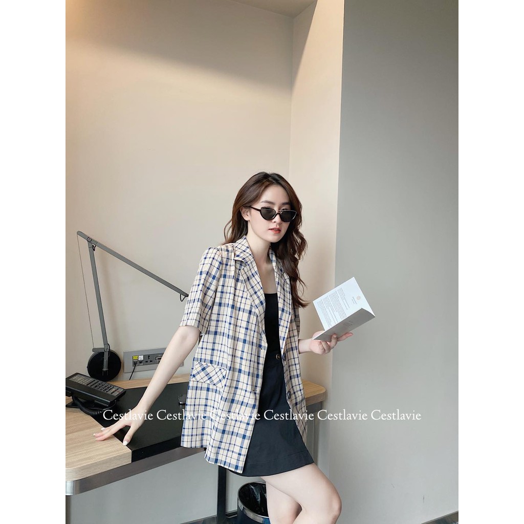 Áo Vest kẻ chất thô đũi hàn quốc chất siêu mátt | BigBuy360 - bigbuy360.vn