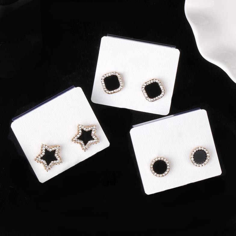 Khuyên tai chốt bạc 925 phong cách Hàn Quốc hình ngoii6 sao năm cánh/hình học thiết kế cá tính tùy chọn cho nữ