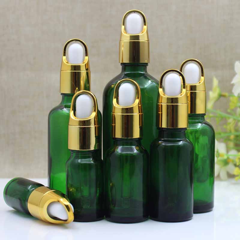 Chai thủy tinh,tinh dầu,serum xanh lá khoen vàng,khoen quai xách ống thủy tinh bóp trắng đen 10ml,20ml