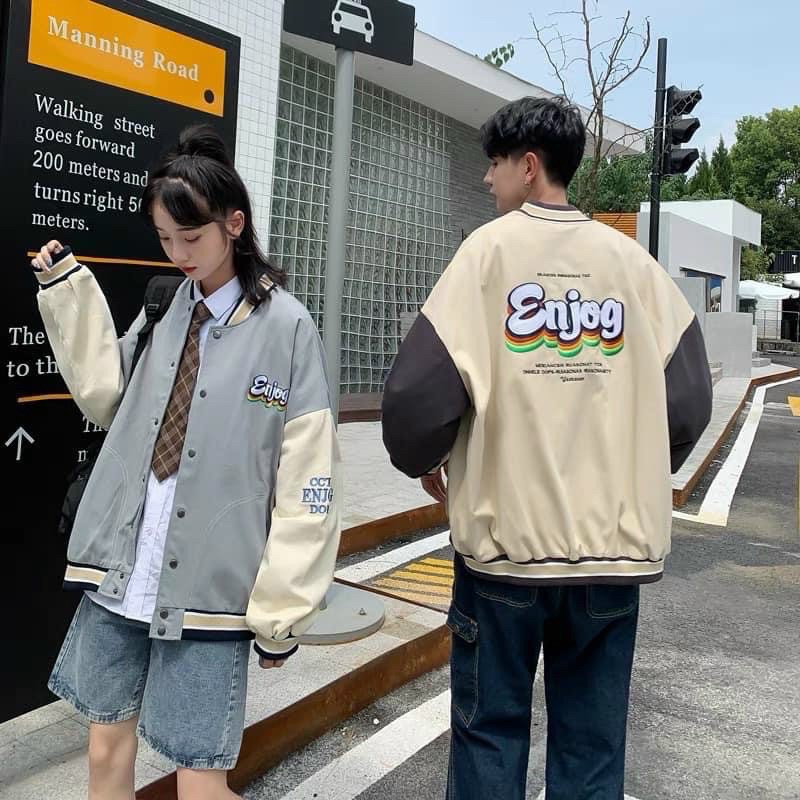 Áo Bomber Dù Enjoy Chất Dù 2 Lớp Dày Đẹp Form chuẩn Unisex Nam Nữ Couple