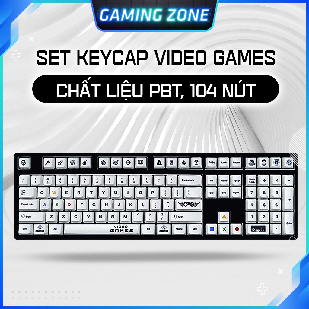 Keycap bàn phím cơ Caribe/Pixel/VideoGame/User nhựa PBT 108 phím siêu đẹp