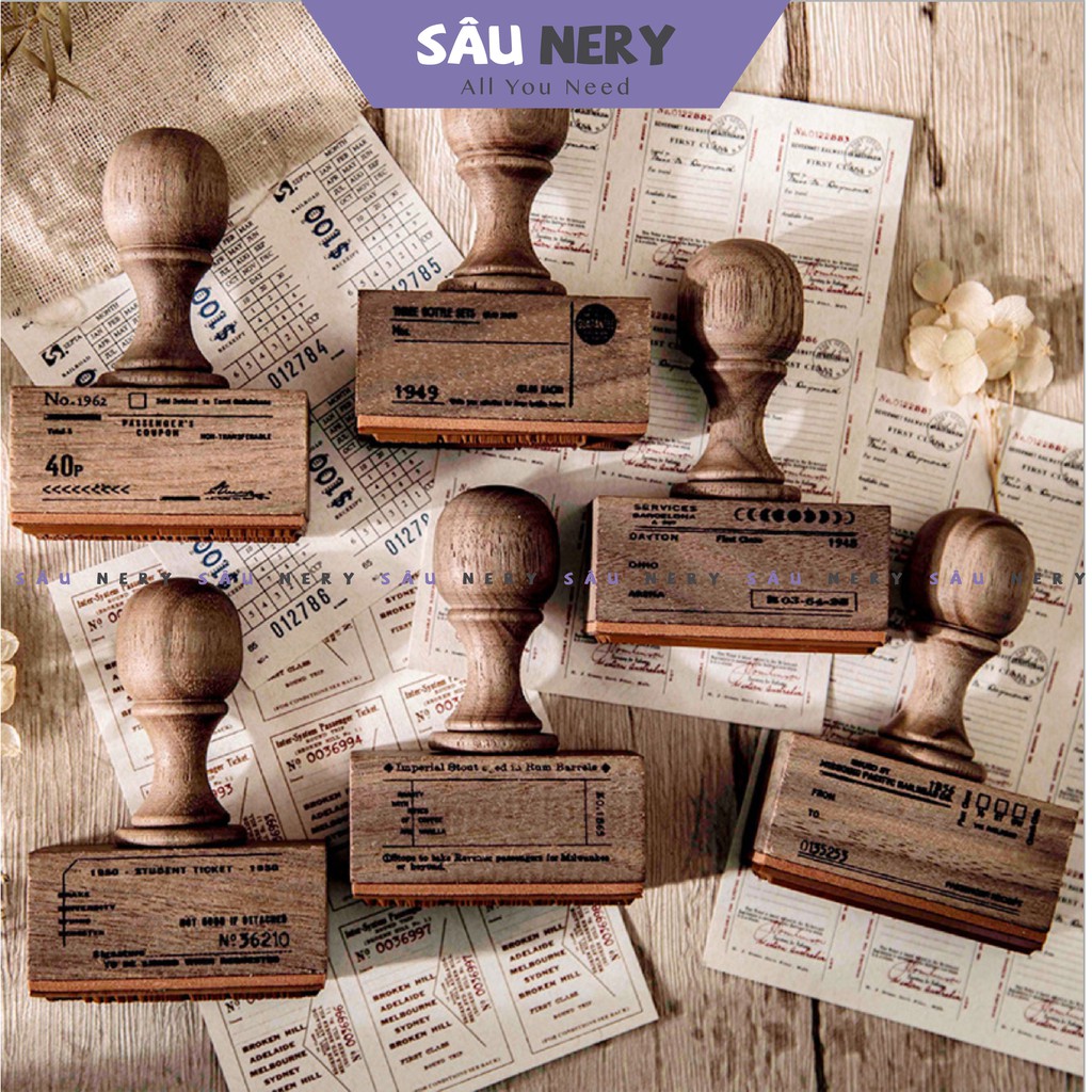[SALE XẢ HÀNG] Sâu Nery - SN211 - Con dấu gỗ cổ điển Vintage_OLD TICKET