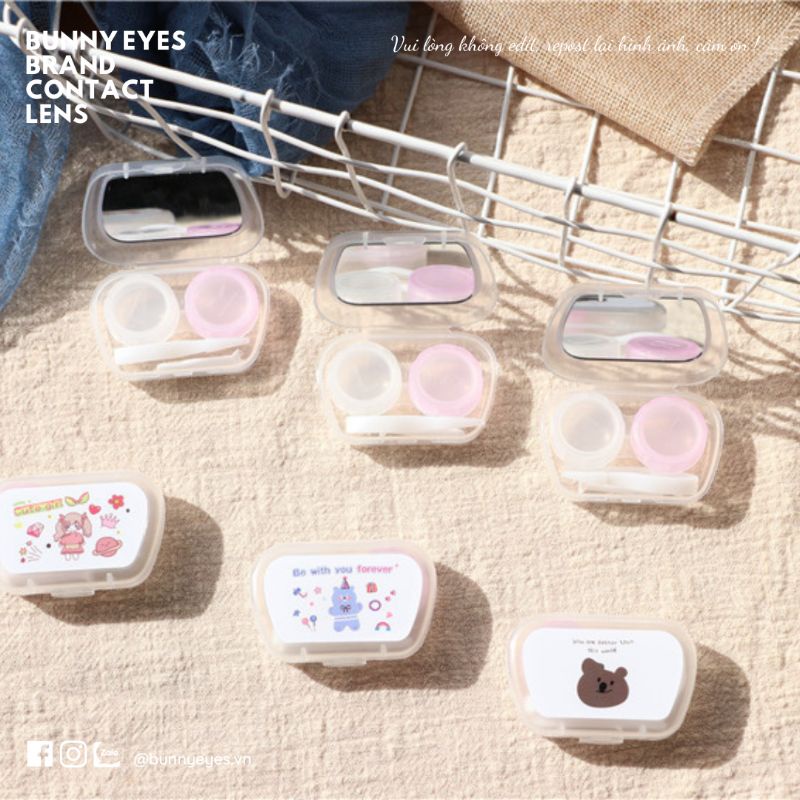 Khay Lens BUNNY EYES Có Gương - Kèm Dụng Cụ Đeo Lens