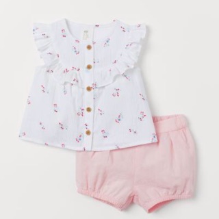 Set jum hoa - quần hồng