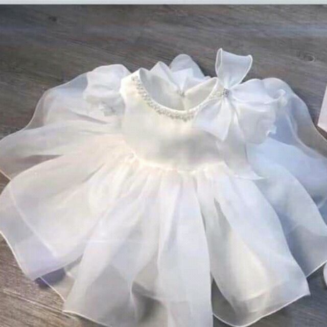 Đầm nơ vai trắng (kèm cài)
