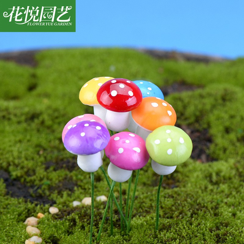 Combo 5 nấm xốp màu, cao 3cm trang trí tiểu cảnh, bonsai, DIY