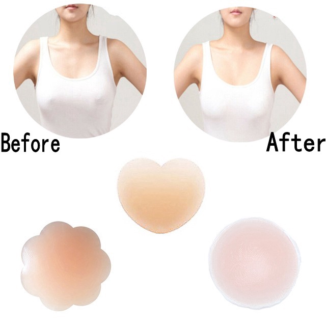 1 cặp miếng Silicon che đầu nhũ có thể tái sử dụng nhiều lần cho nữ