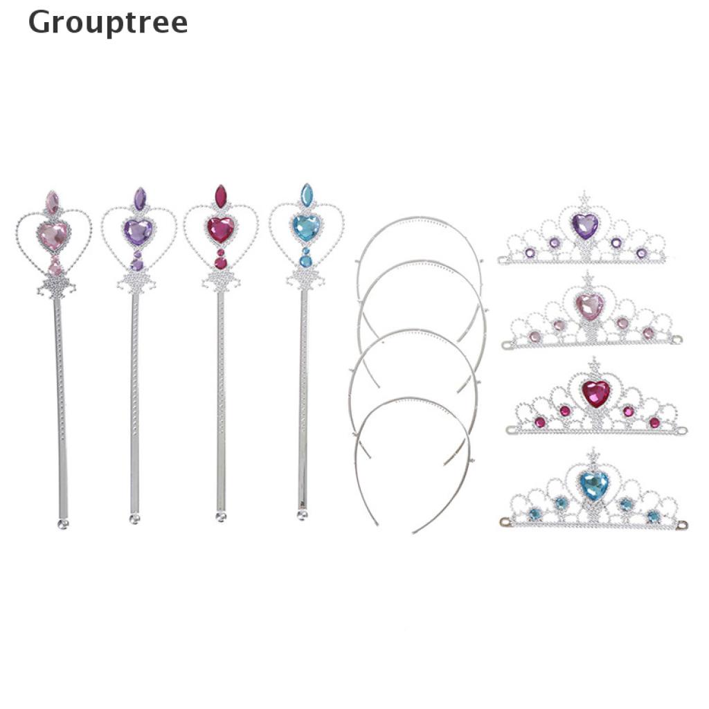 Bộ vương miện đính đá pha lê kèm gậy phép thuật cho bé gái hóa trang thành công chúa