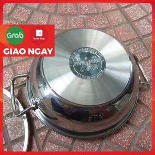 Nồi inox kho cá thịt chống dính bếp từ Fivestar ( 18cm / 20cm / 22cm ) nắp kính , 3 đáy , inox 430