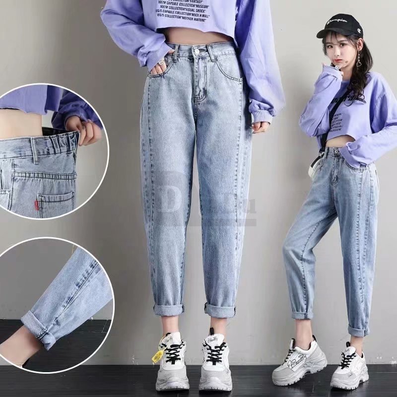 Daduhey Quần jeans nữ lưng cao phong cách Hàn Quốc cá tính sành điệu
