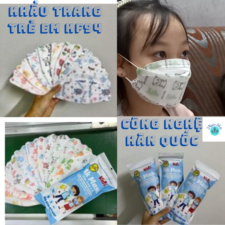 [HÀNG CÓ SẴN] COMBO 10 - 50 Chiếc Khẩu Trang 4D KF94 Hàn Quốc Hoạ Tiết Cho Bé từ(1-10 tuổi) Kháng Khuẩn, Chống Bụi Mịn