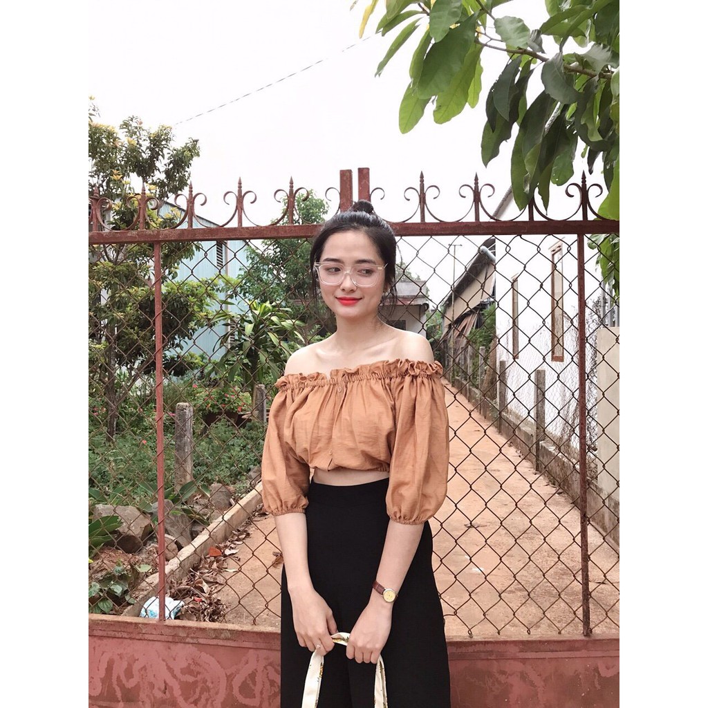 Áo trễ vai nút nhựa (+hình thật)
