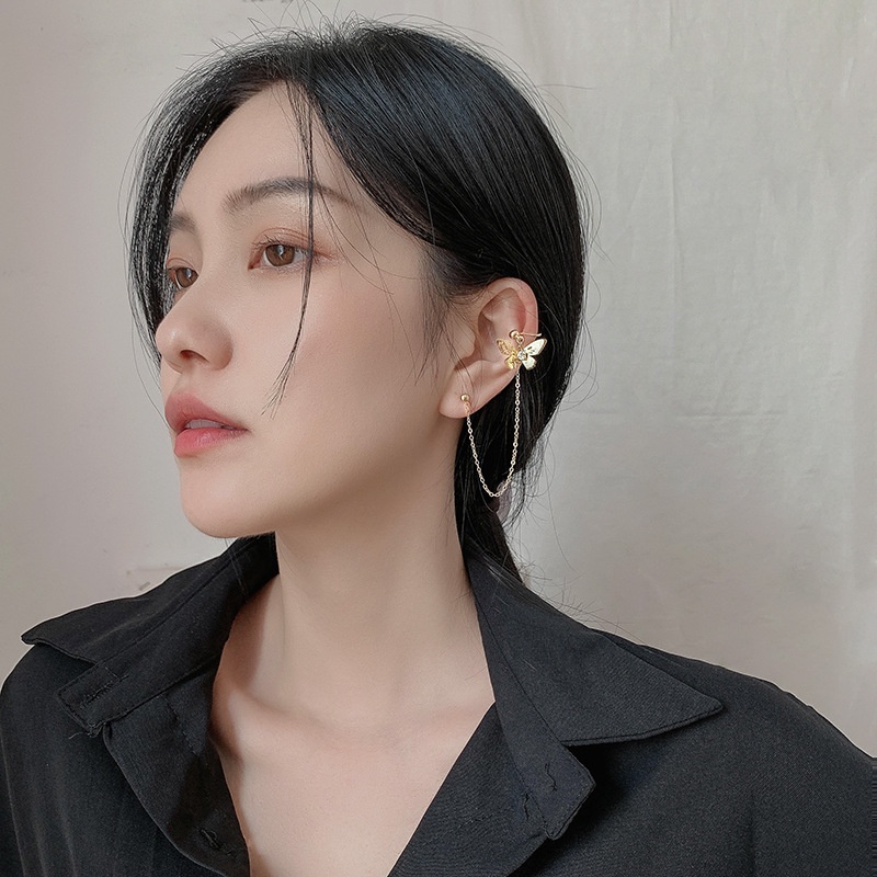 (0440) Khuyên Tai Kẹp Vành Tai Tua Rua 🦋 Vàng Đá Sang Trọng
