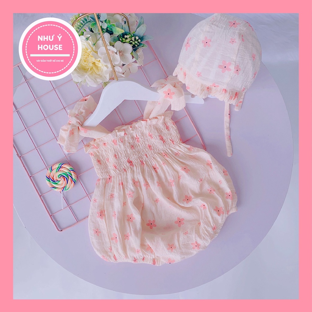 🍭Body cho bé gái sơ sinh 𝑲𝑬̀𝑴 mũ + 𝑭𝑹𝑬𝑬𝑺𝑯𝑰𝑷 🍭NHƯ Ý HOUSE'S- body trẻ em hàng thiết kế cao cấp - body hoa hai dây