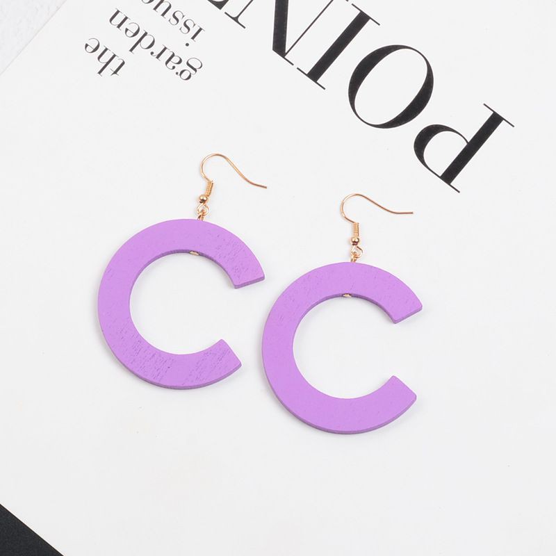 Khuyên Tai Gỗ Dáng Chữ C Màu Macaron Phong Cách Nhật Hàn Thời Trang Mới