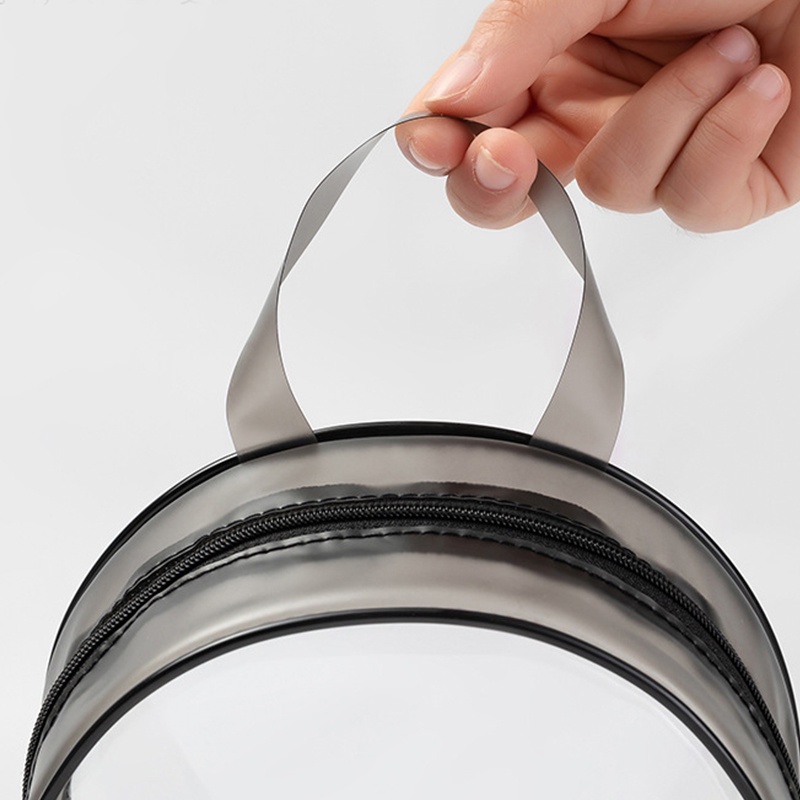 Túi Đựng Mỹ Phẩm Trong Suốt Hình Tròn Bằng PVC Có Khóa Kéo Tiện Dụng