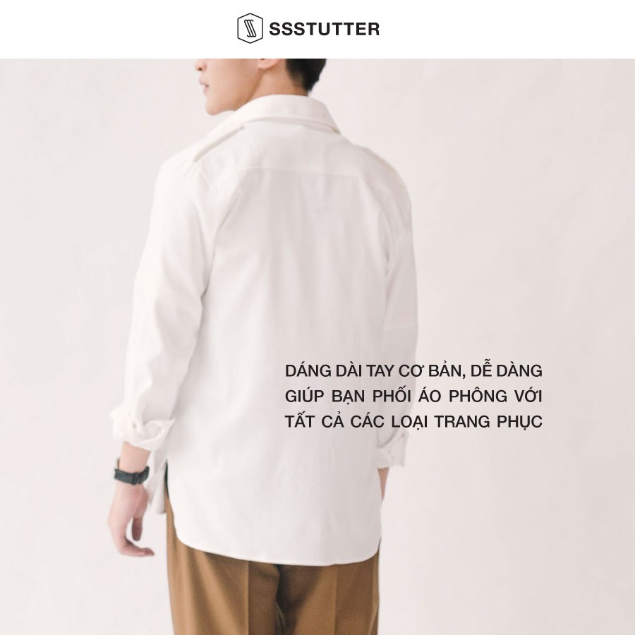 Áo sơ mi nam dài tay 2 túi ngực điểm nhấn cầu vai áo SSSTUTTER 2 màu Patch shirt | BigBuy360 - bigbuy360.vn
