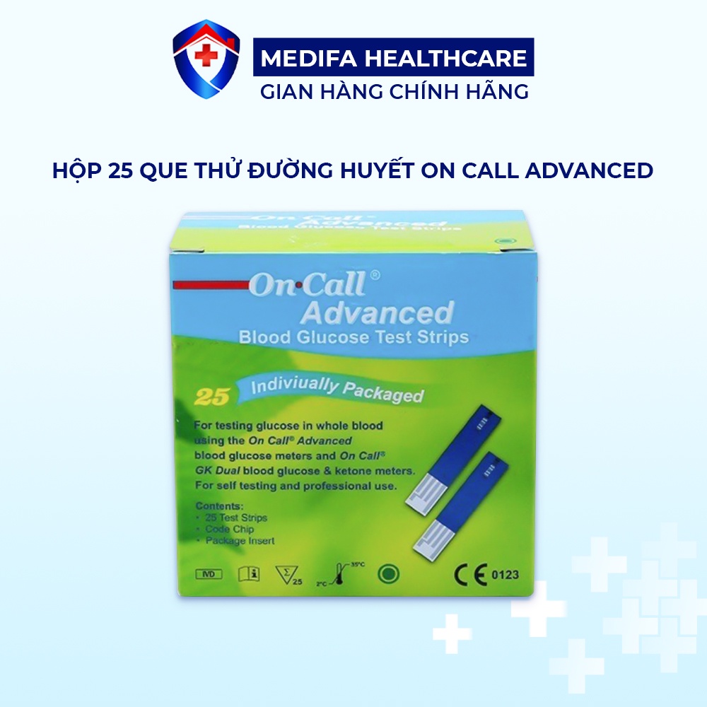 Hộp 25 - 50 Que thử đường huyết On Call Advanced Acon Biotech Mỹ chính hãng, an toàn