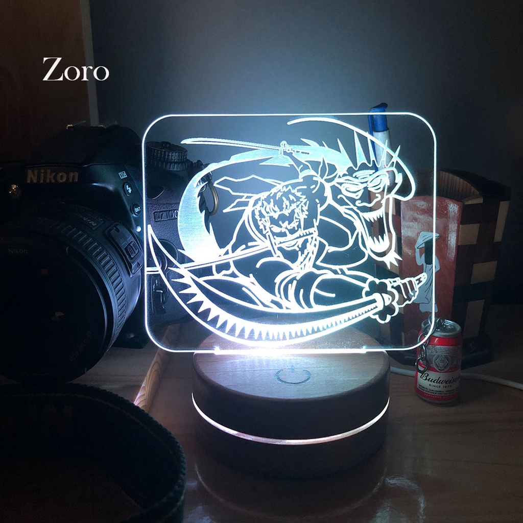 Đèn Led Anime Zoro One  PieceNhân Vật Hoạt Hình, Đèn Ngủ Led 3d, Cảm Ứng , Điều Khiển Từ Xa