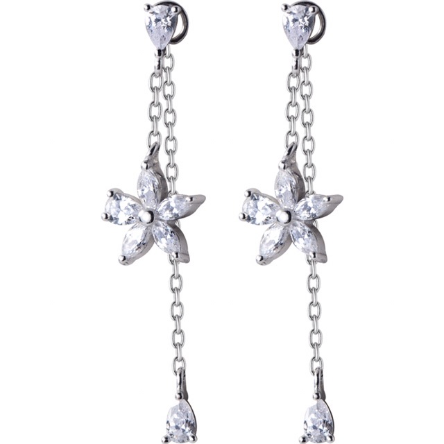 Khuyên tai bạc Ý s925 cánh sao thả dài G0585 - AROCH Jewelry