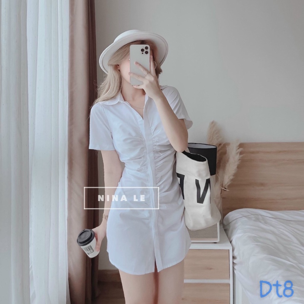 FREE SHIP ĐẦM BODY NHÚN SƠ MI TÔN DÁNG SANG CHẢNH TT