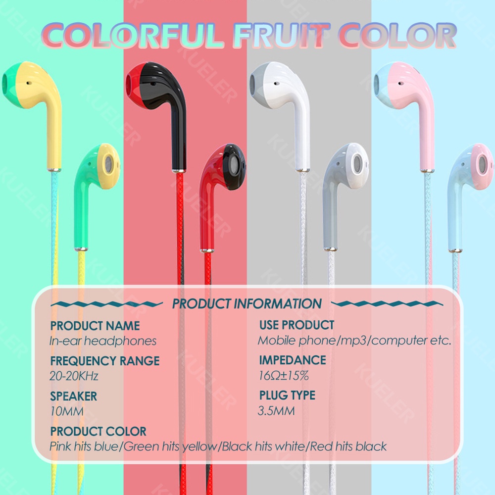 Tai Nghe Iphone 3.5mm Tai Nghe Có Dây HD HiFi Macoron Tai Nghe Có Mic